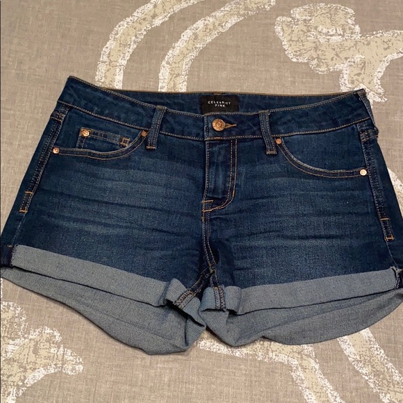 celebrity pink denim shorts
